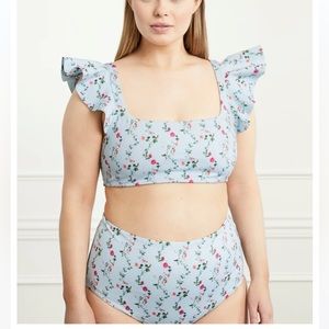 Hill House Isla swim top and Lola swim bottom in pond floral print sz M!